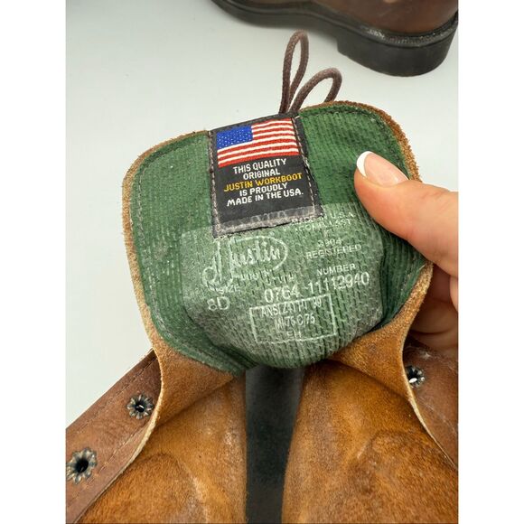 JUSTIN MEN'S LACE UP CAPRICE LEATHER WORK BOOTS SIZE 8D - Picture 8 of 9